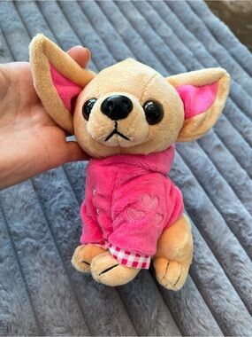 Plush Chihuahua Toy in Pink Hoodie